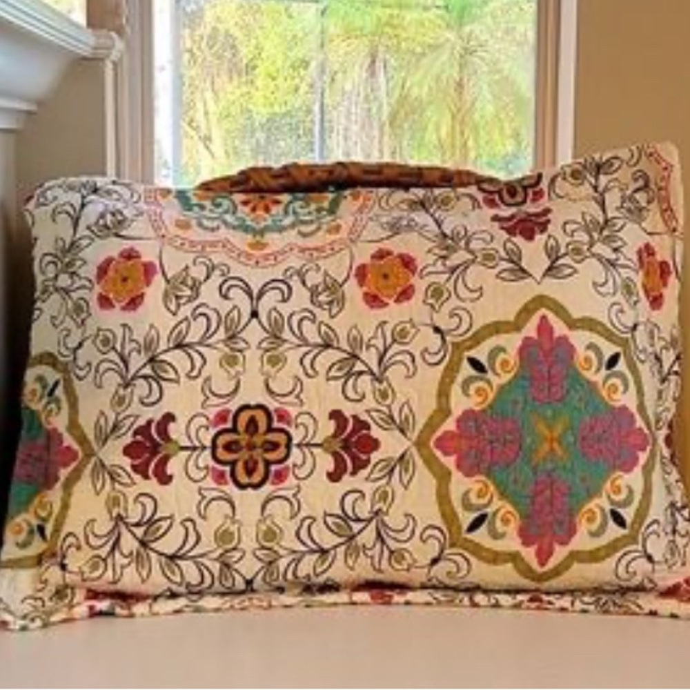 Embroidered Decorative Pillow Cover Shams set of 2